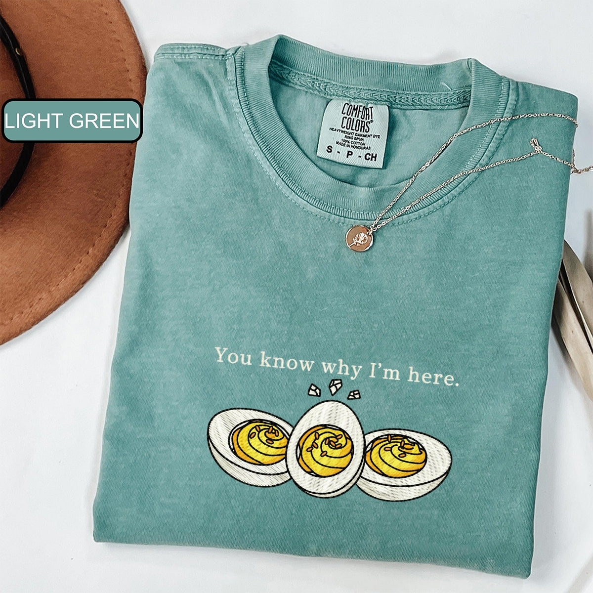 Deviled Egg Custom Embroidered T-Shirt - Funny Thanksgiving Food Lover Gift