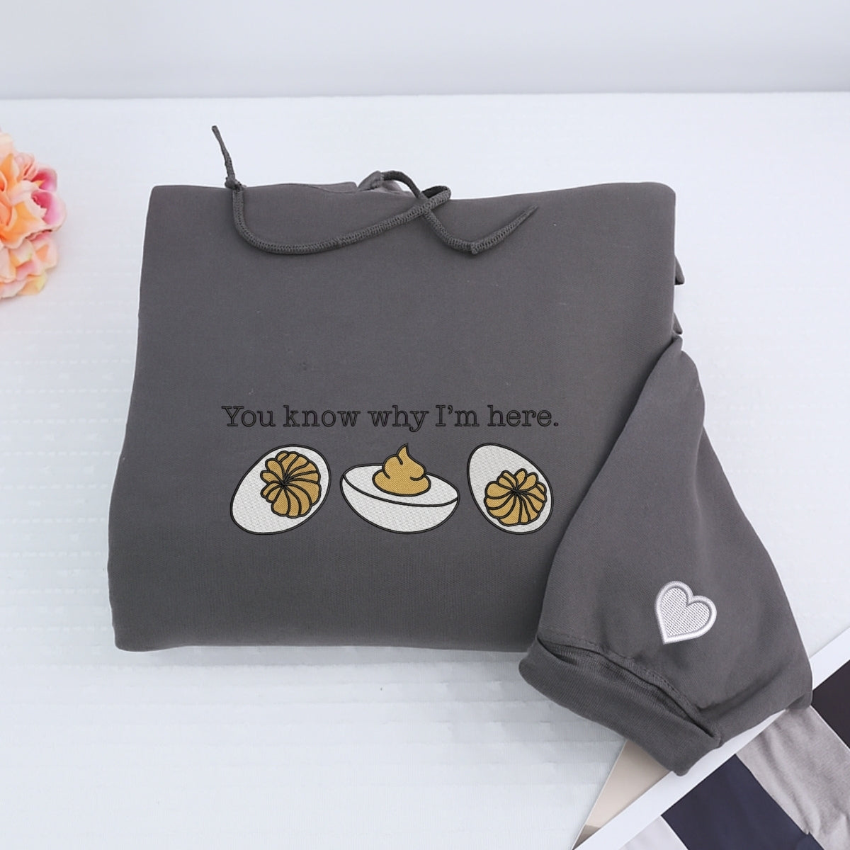 Deviled Egg Custom Embroidered Hoodie - Funny Thanksgiving Foodie Gift