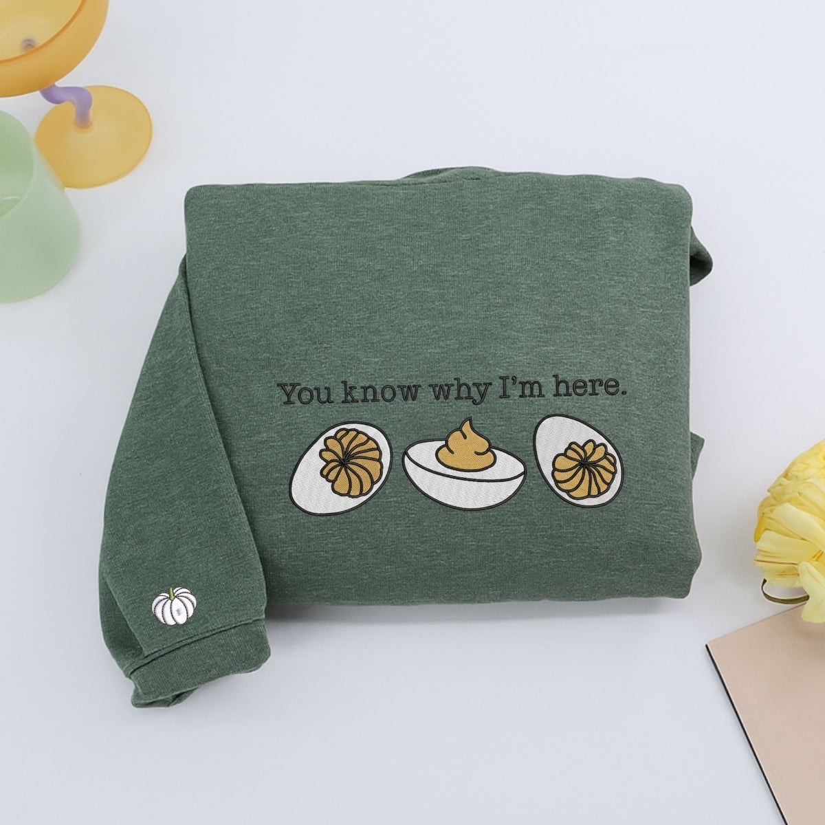 Deviled Egg Custom Embroidered Hoodie - Funny Thanksgiving Foodie Gift