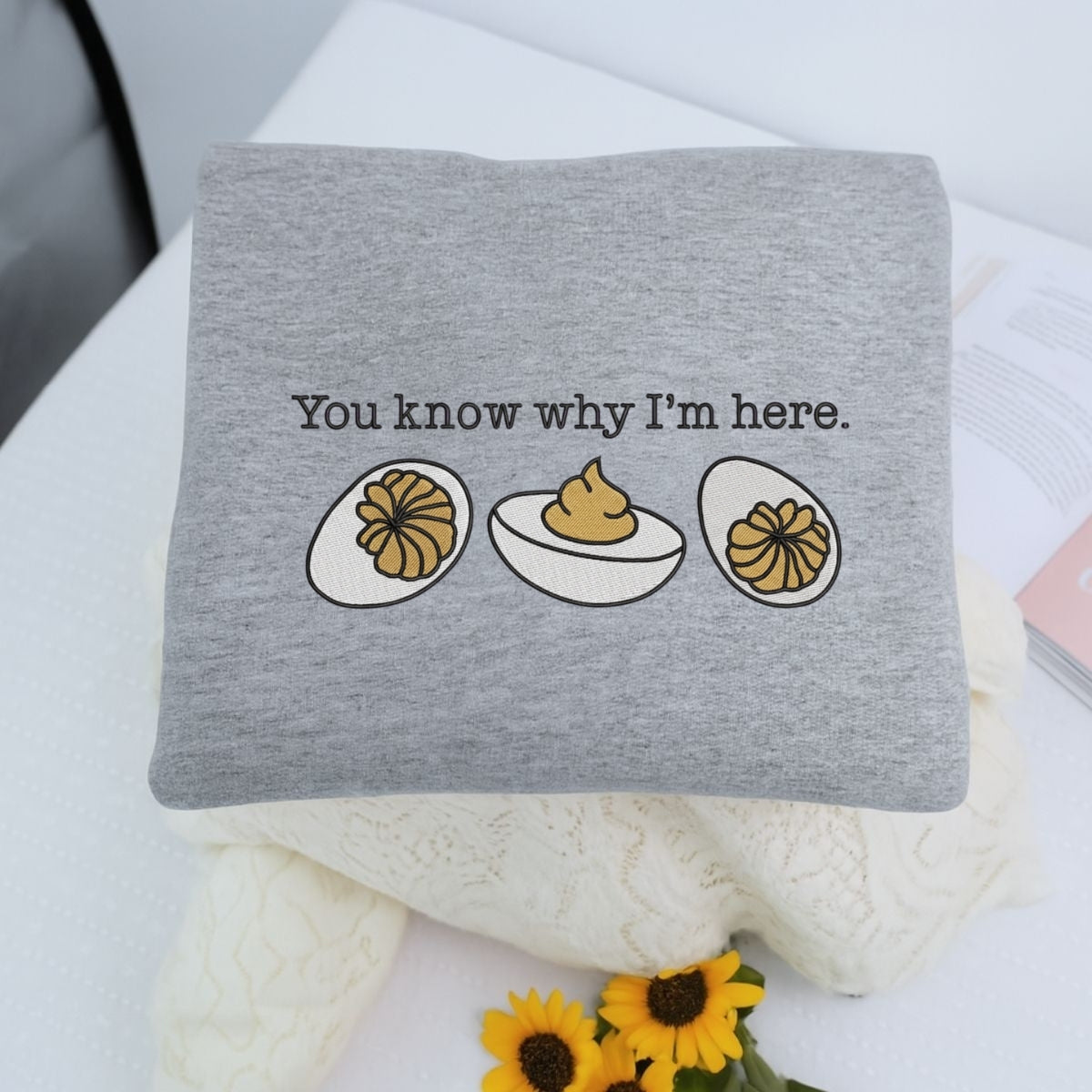 Deviled Egg Custom Embroidered Hoodie - Funny Thanksgiving Foodie Gift