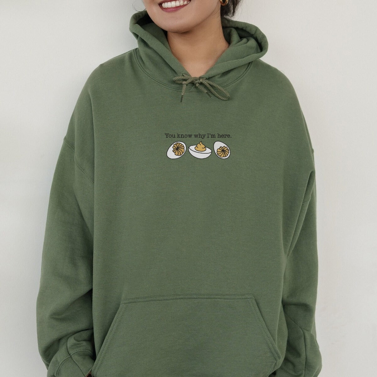 Deviled Egg Custom Embroidered Hoodie - Funny Thanksgiving Foodie Gift