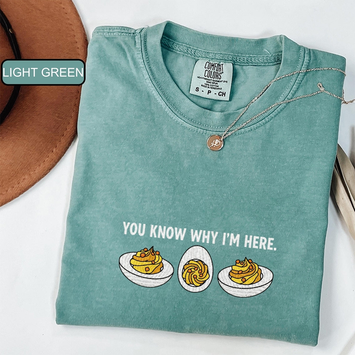 Deviled Eggs Custom Embroidered T-Shirt - Funny Thanksgiving Gift for Foodie