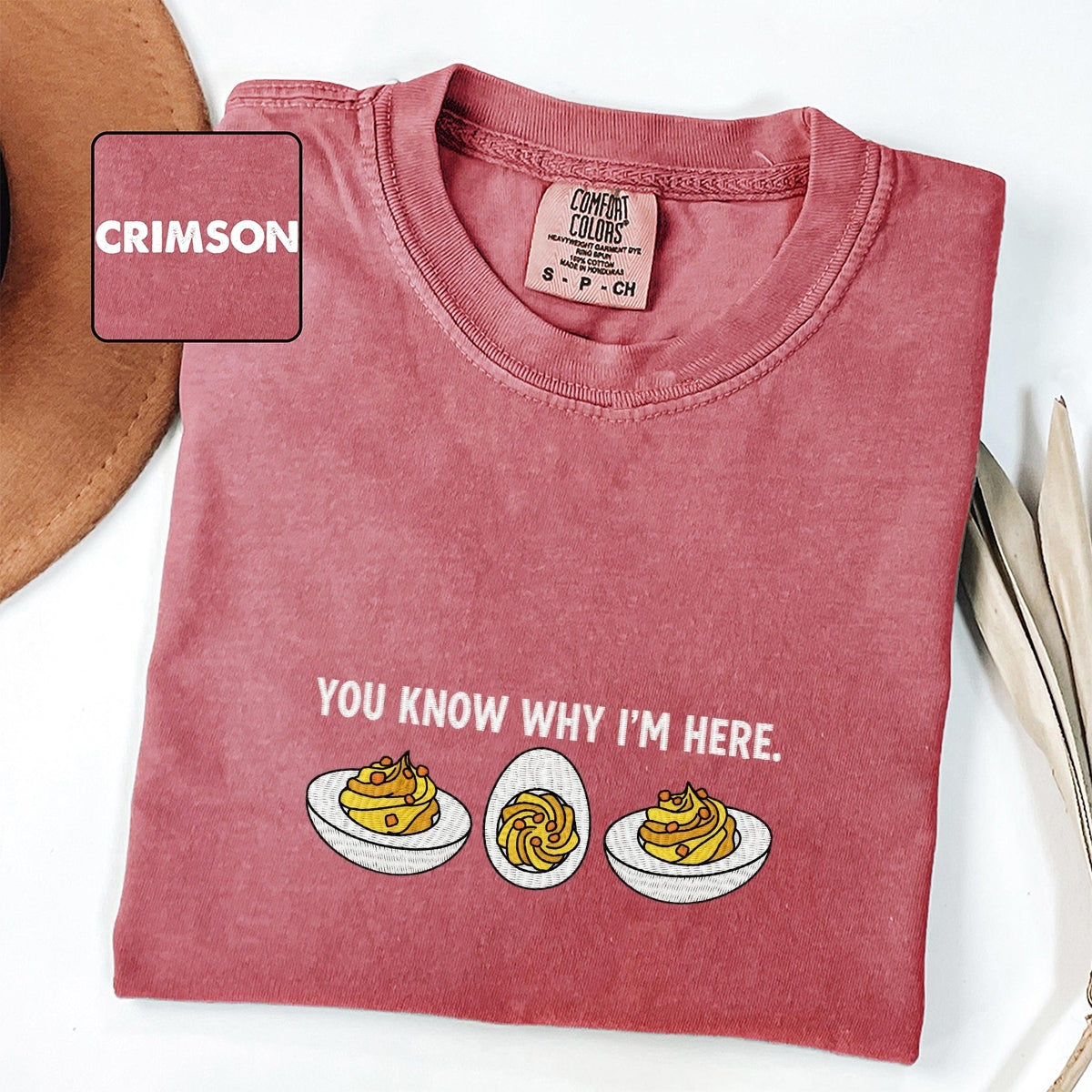 Deviled Eggs Custom Embroidered T-Shirt - Funny Thanksgiving Gift for Foodie