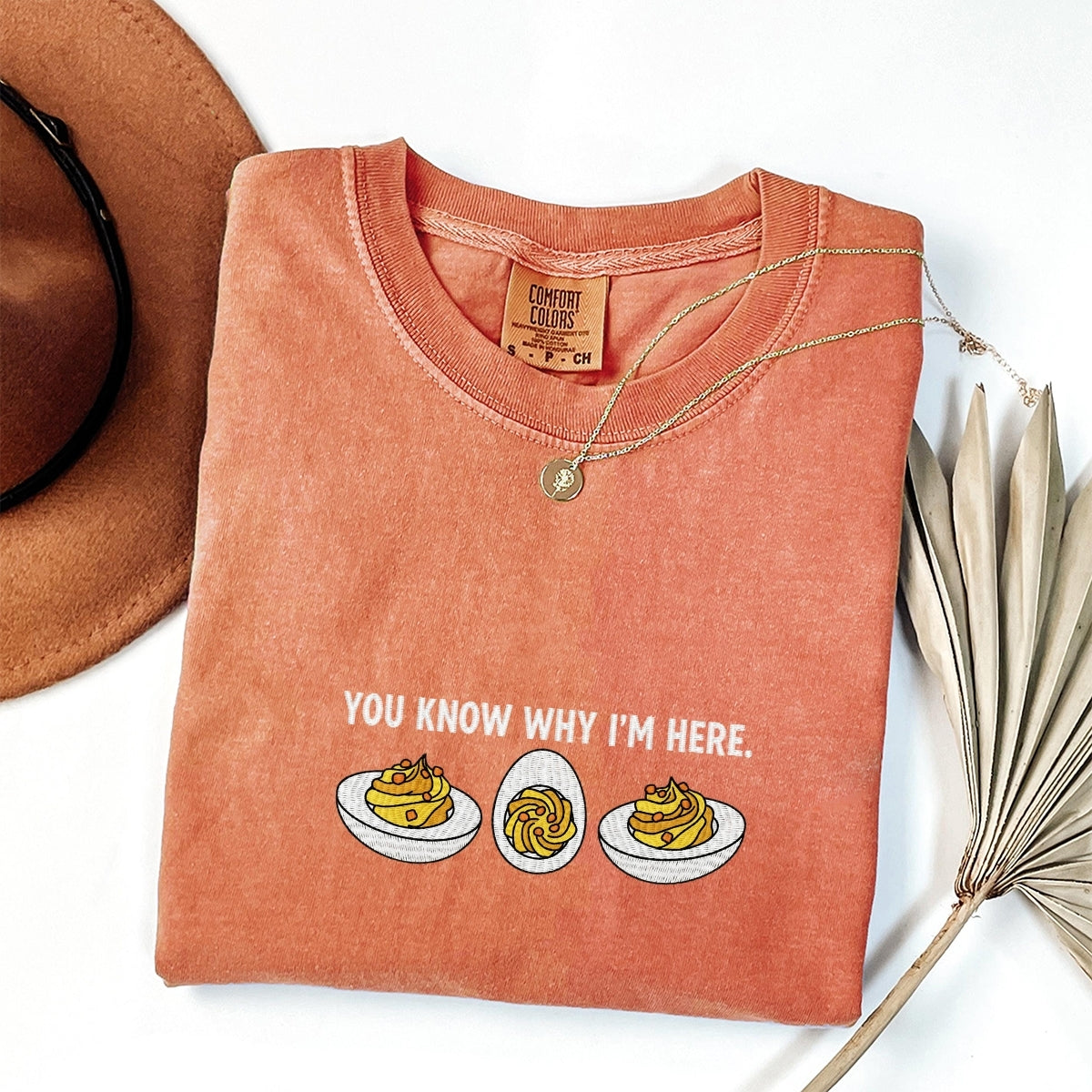 Deviled Eggs Custom Embroidered T-Shirt - Funny Thanksgiving Gift for Foodie