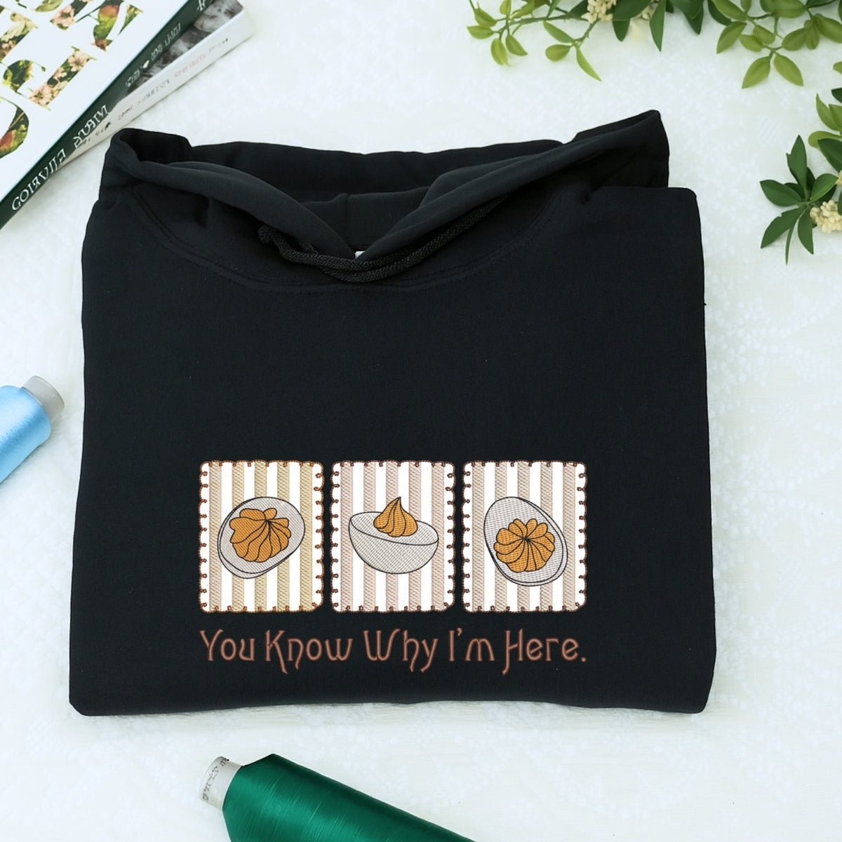 Deviled Egg Custom Embroidered Thanksgiving Hoodie - Funny Foodie Gift