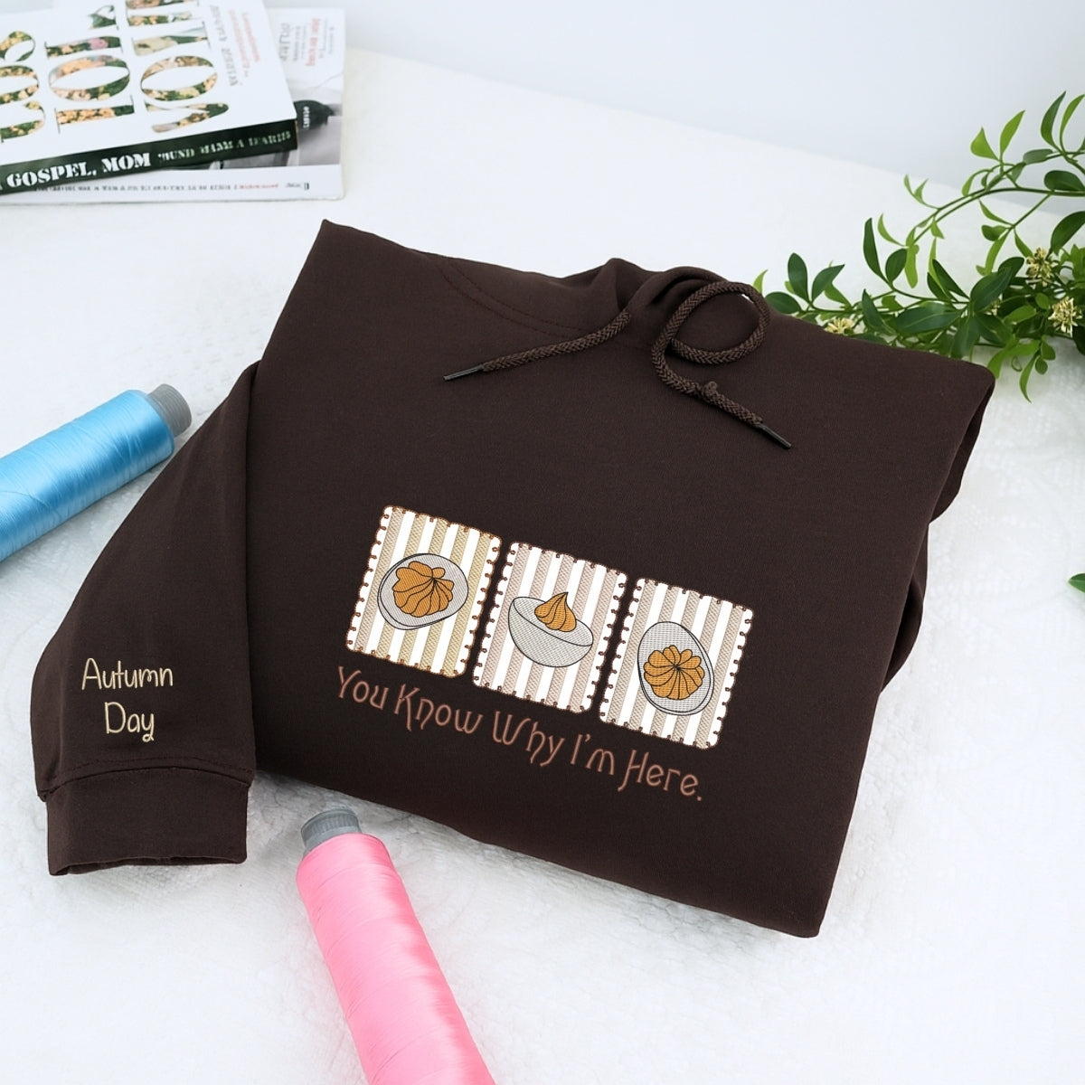 Deviled Egg Custom Embroidered Thanksgiving Hoodie - Funny Foodie Gift