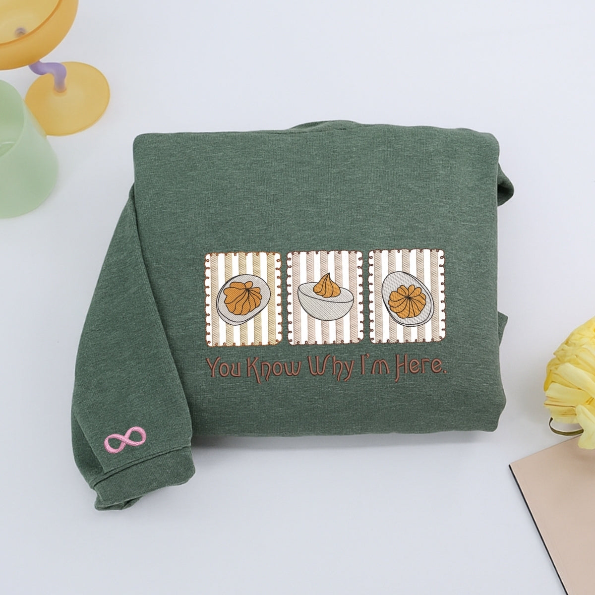 Deviled Egg Custom Embroidered Thanksgiving Hoodie - Funny Foodie Gift