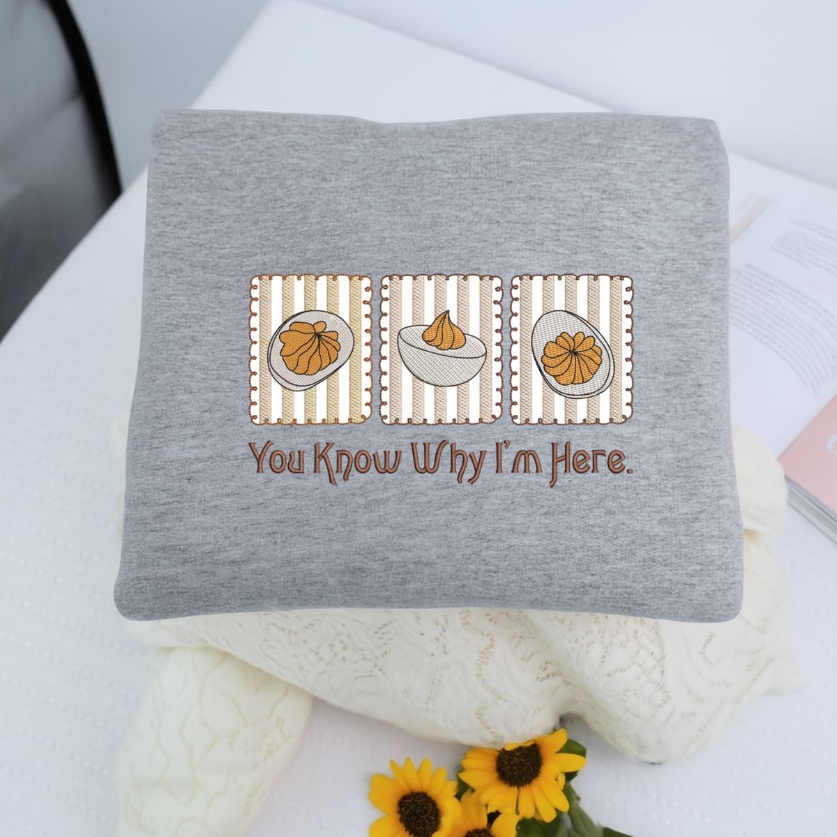 Deviled Egg Custom Embroidered Thanksgiving Hoodie - Funny Foodie Gift
