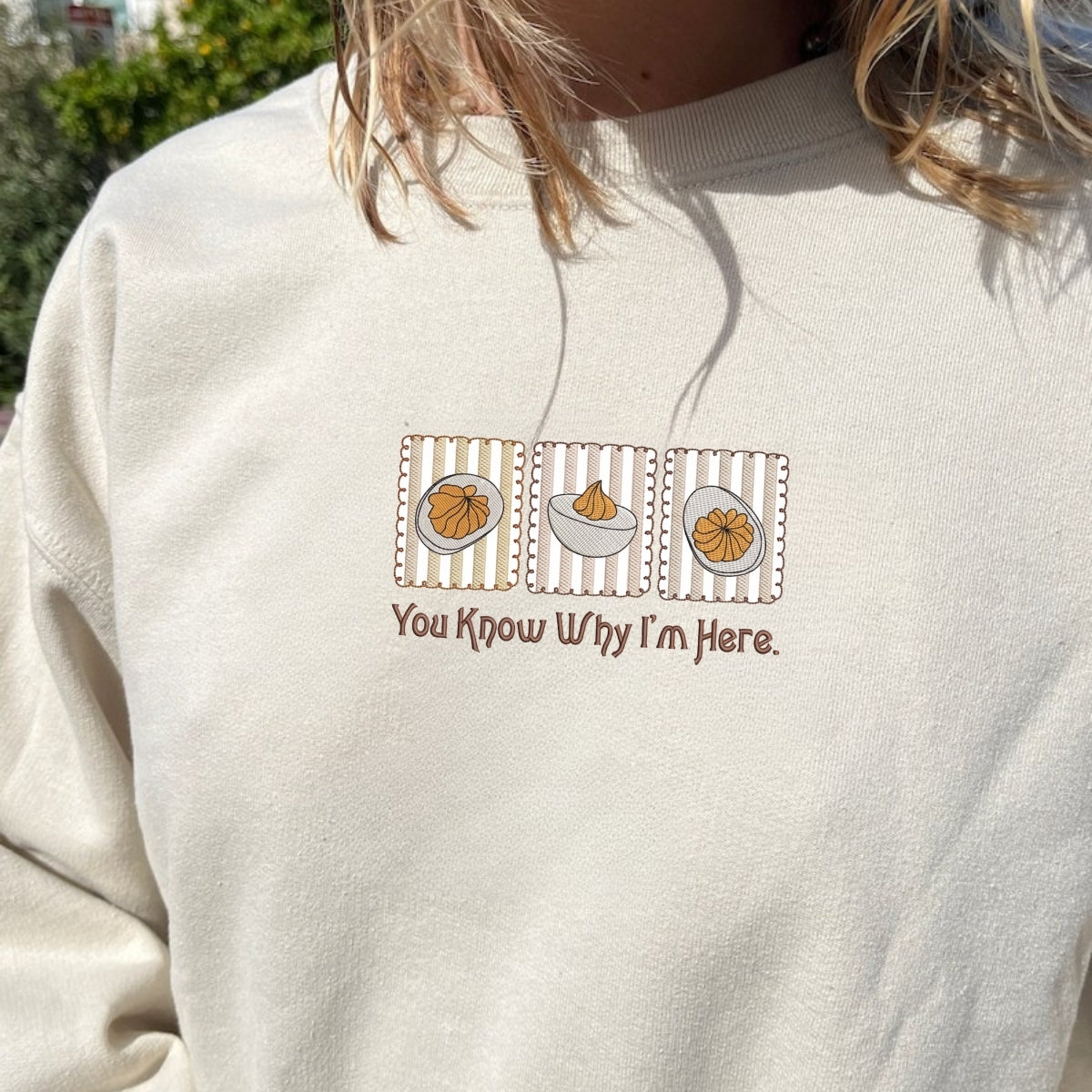 Deviled Egg Custom Embroidered Thanksgiving Hoodie - Funny Foodie Gift
