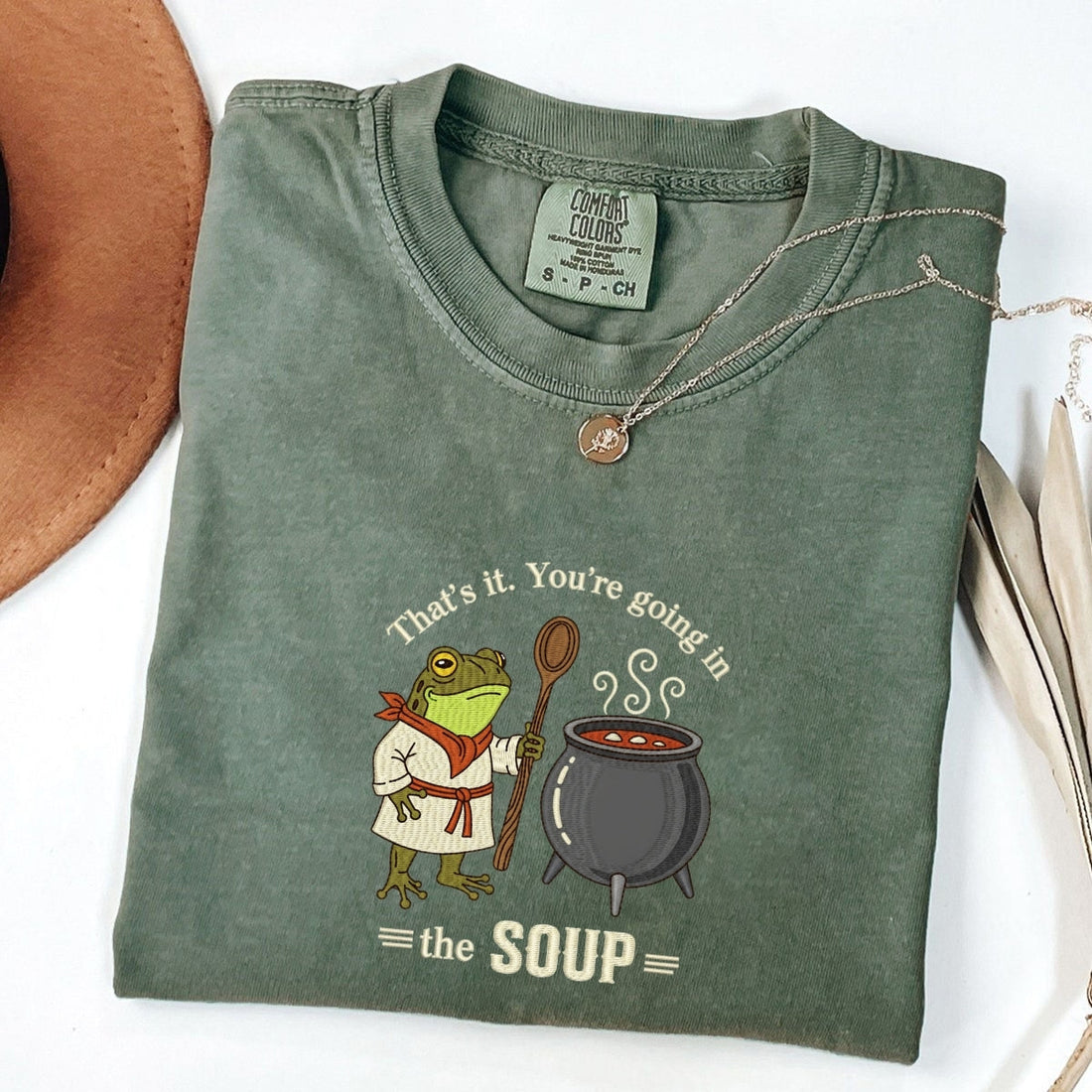 Frog Soup Custom Embroidered T-Shirt - Funny Cottagecore Gift