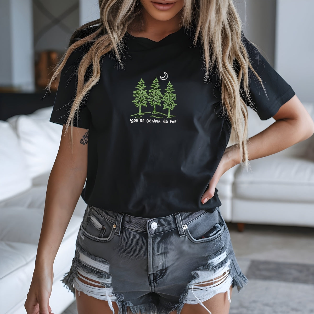 Nature Inspired Custom Embroidered T-Shirt - Personalized Gift
