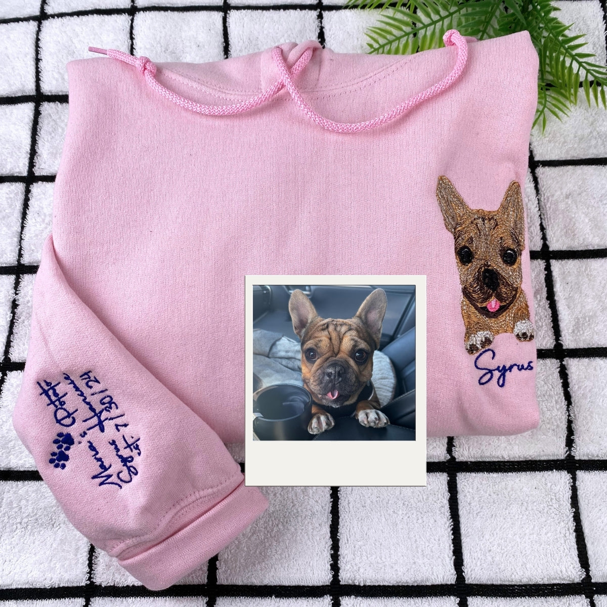 Dog Portrait Custom Embroidered Hoodie - Personalized Pet Sweatshirt Gift
