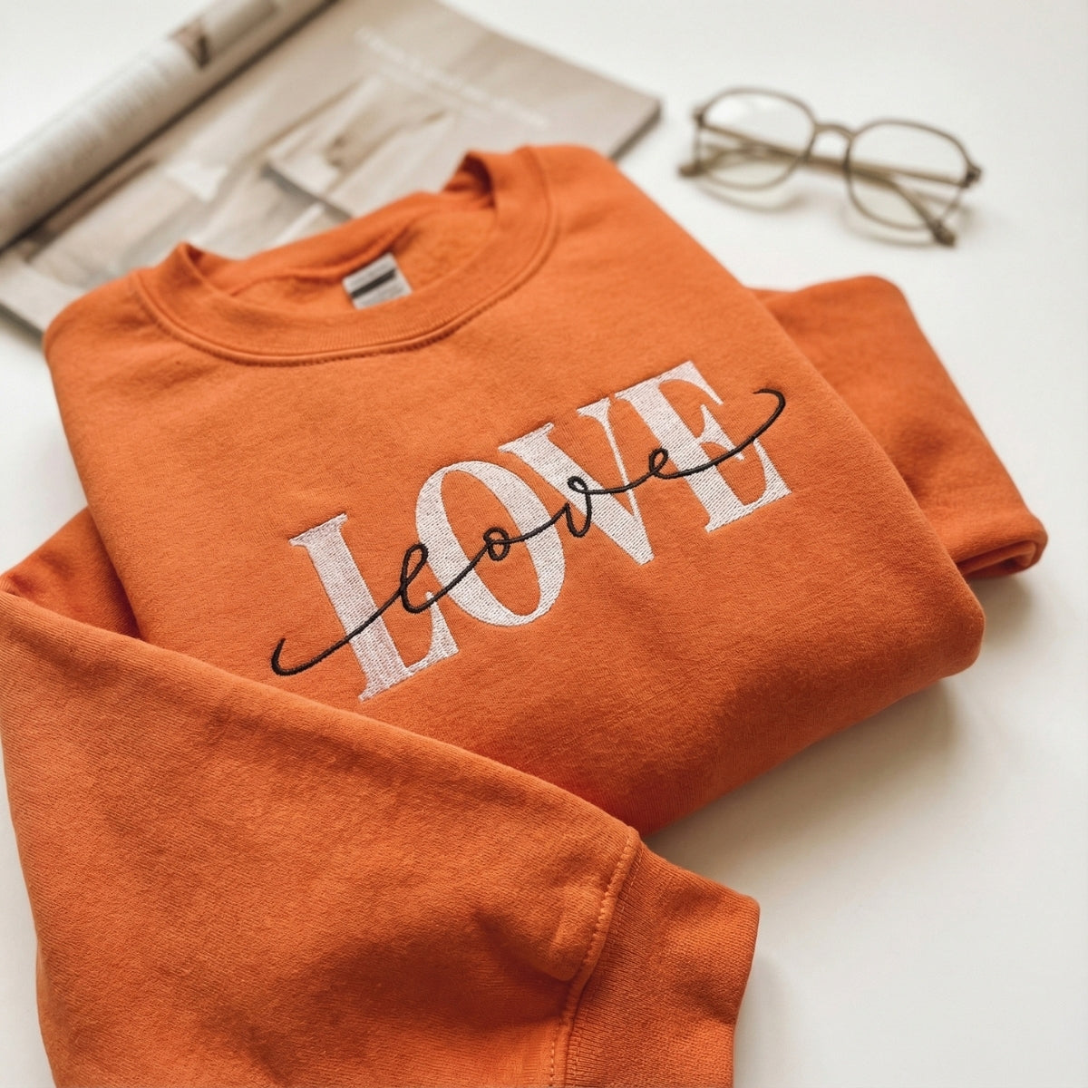 Double Love Custom Embroidered Sweatshirt - Personalized Valentine's Gift
