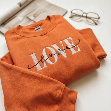 Double Love Custom Embroidered Sweatshirt - Personalized Valentine's Gift