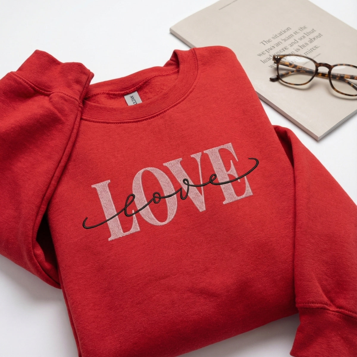 Double Love Custom Embroidered Sweatshirt - Personalized Valentine's Gift