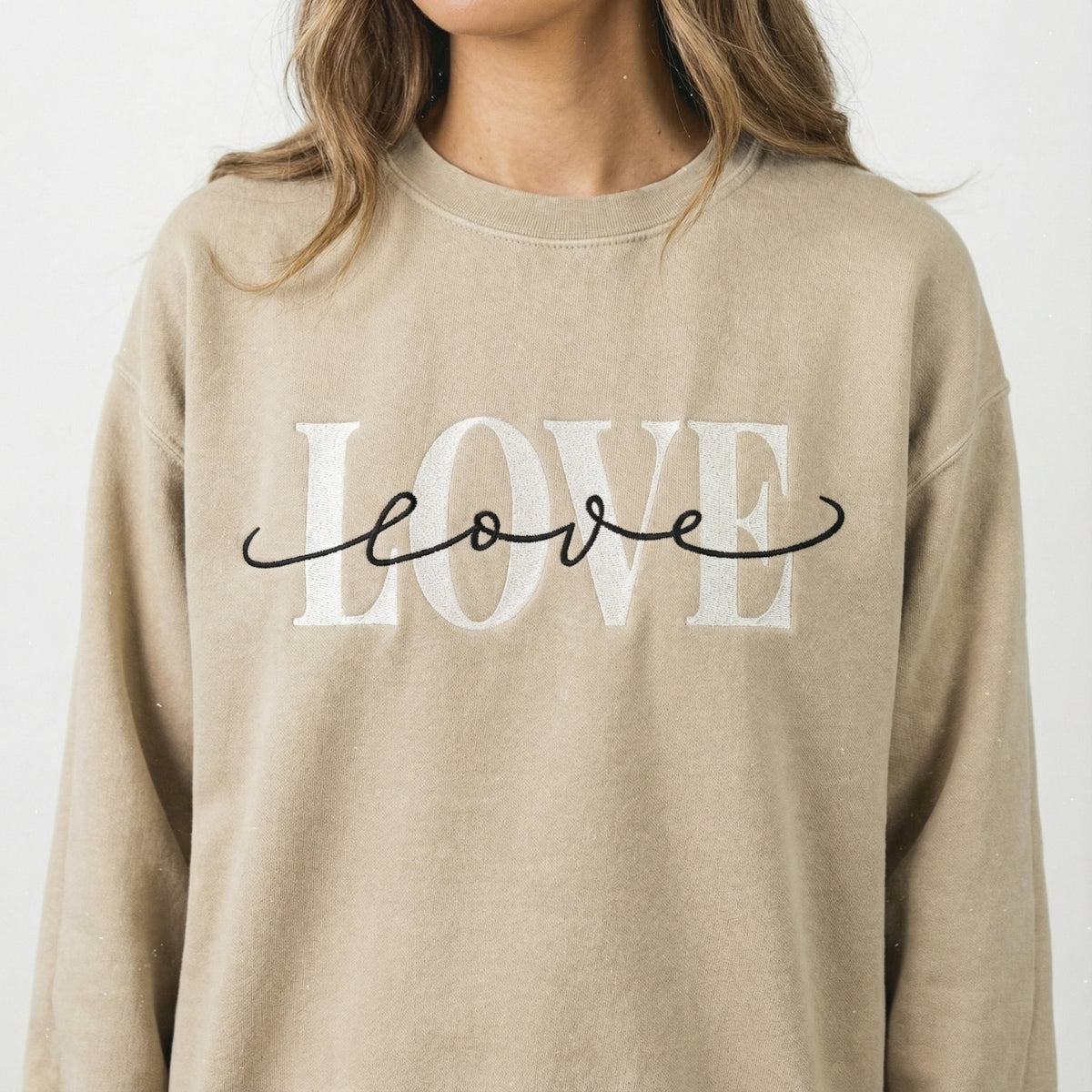 Double Love Custom Embroidered Sweatshirt - Personalized Valentine's Gift