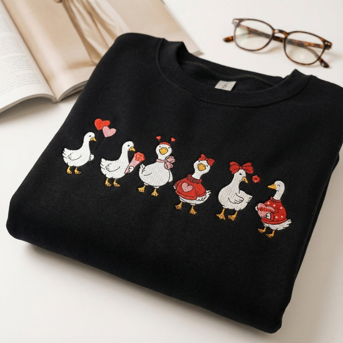 Love Goose Custom Embroidered Sweatshirt - Funny Valentine's Day Hoodie Gift