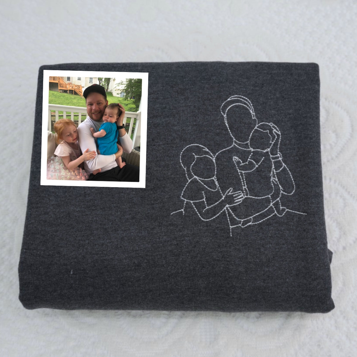 Family Portrait Line Art Custom Embroidered Sweatshirt - Personalized Keepsake