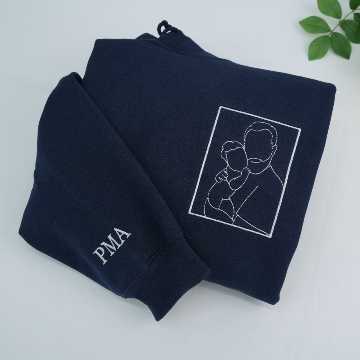 Family Portrait Line Art Custom Embroidered Sweatshirt - Personalized Keepsake