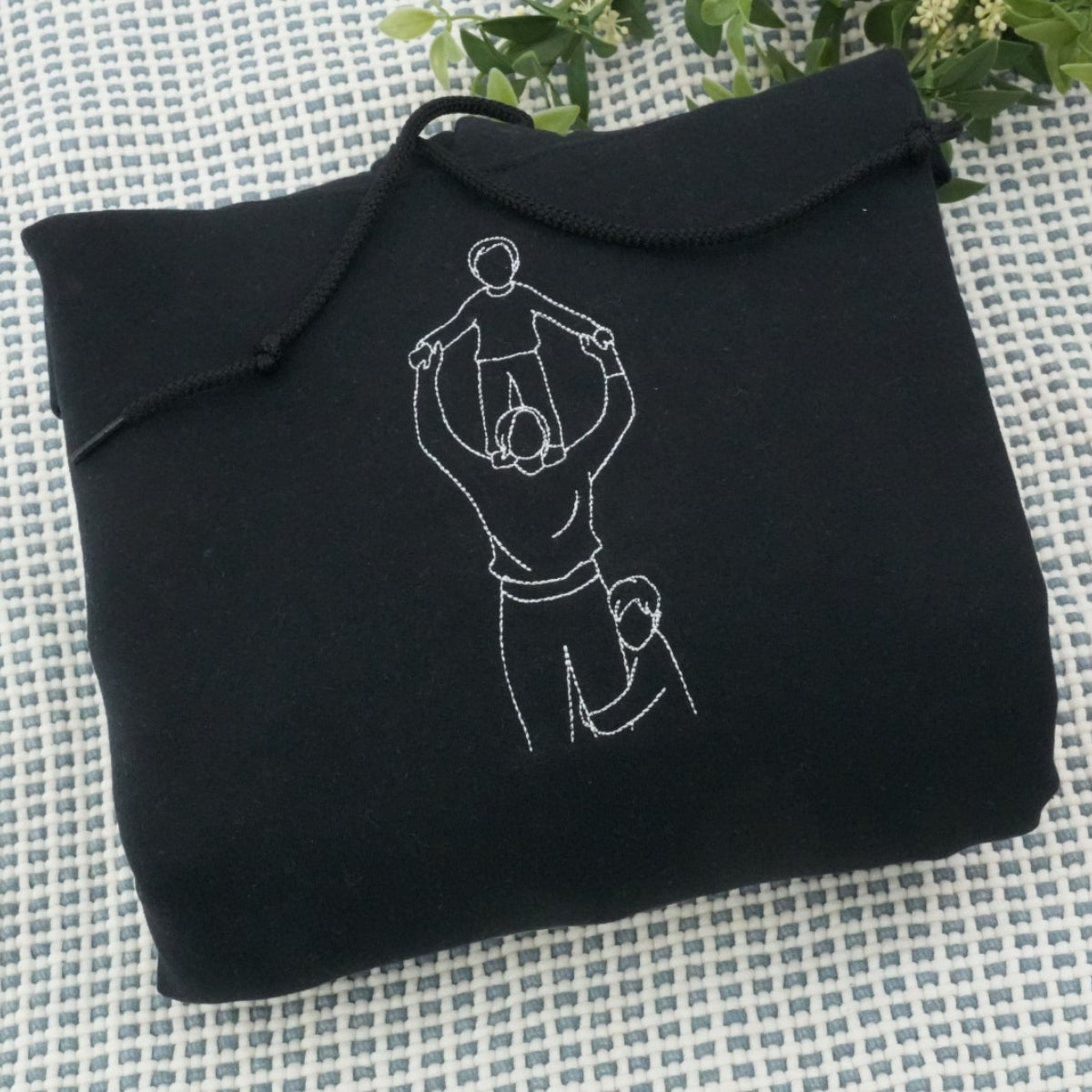 Family Portrait Line Art Custom Embroidered Sweatshirt - Personalized Keepsake
