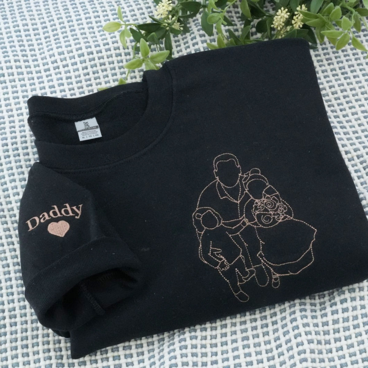 Family Portrait Line Art Custom Embroidered Sweatshirt - Personalized Keepsake