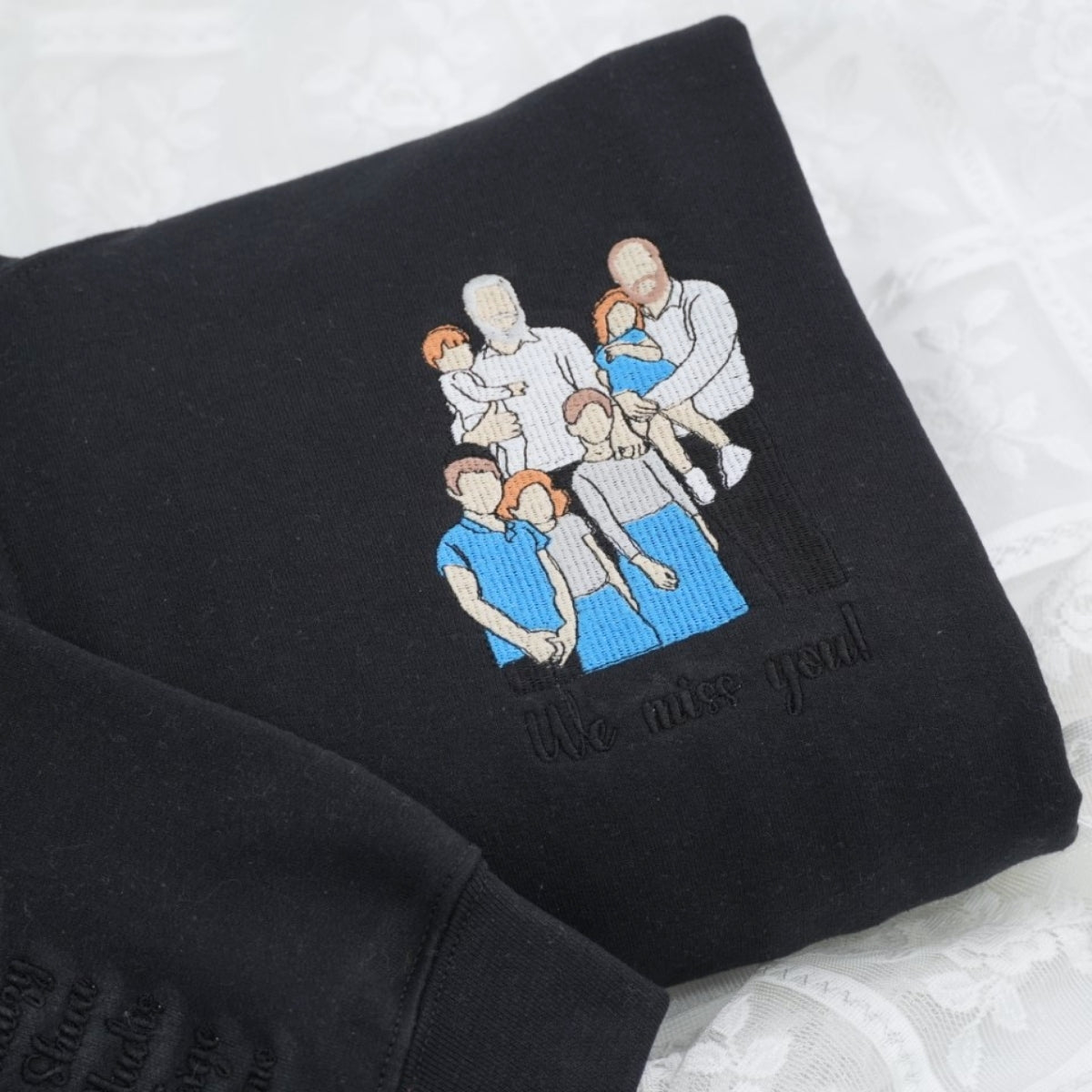 Family Portrait Custom Embroidered Quarter-Zip - Personalized Family Gift
