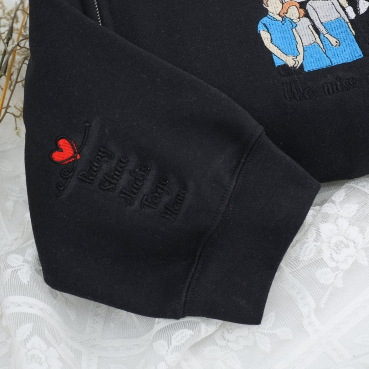 Family Portrait Custom Embroidered Quarter-Zip - Personalized Family Gift