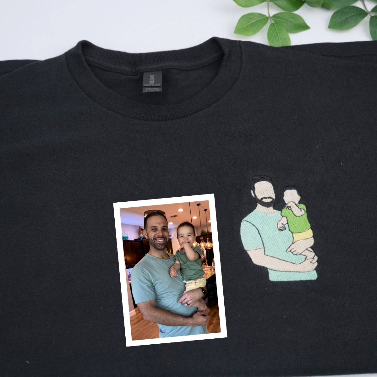 Family Portrait Custom Embroidered T-Shirt - Personalized Father's Day Gift