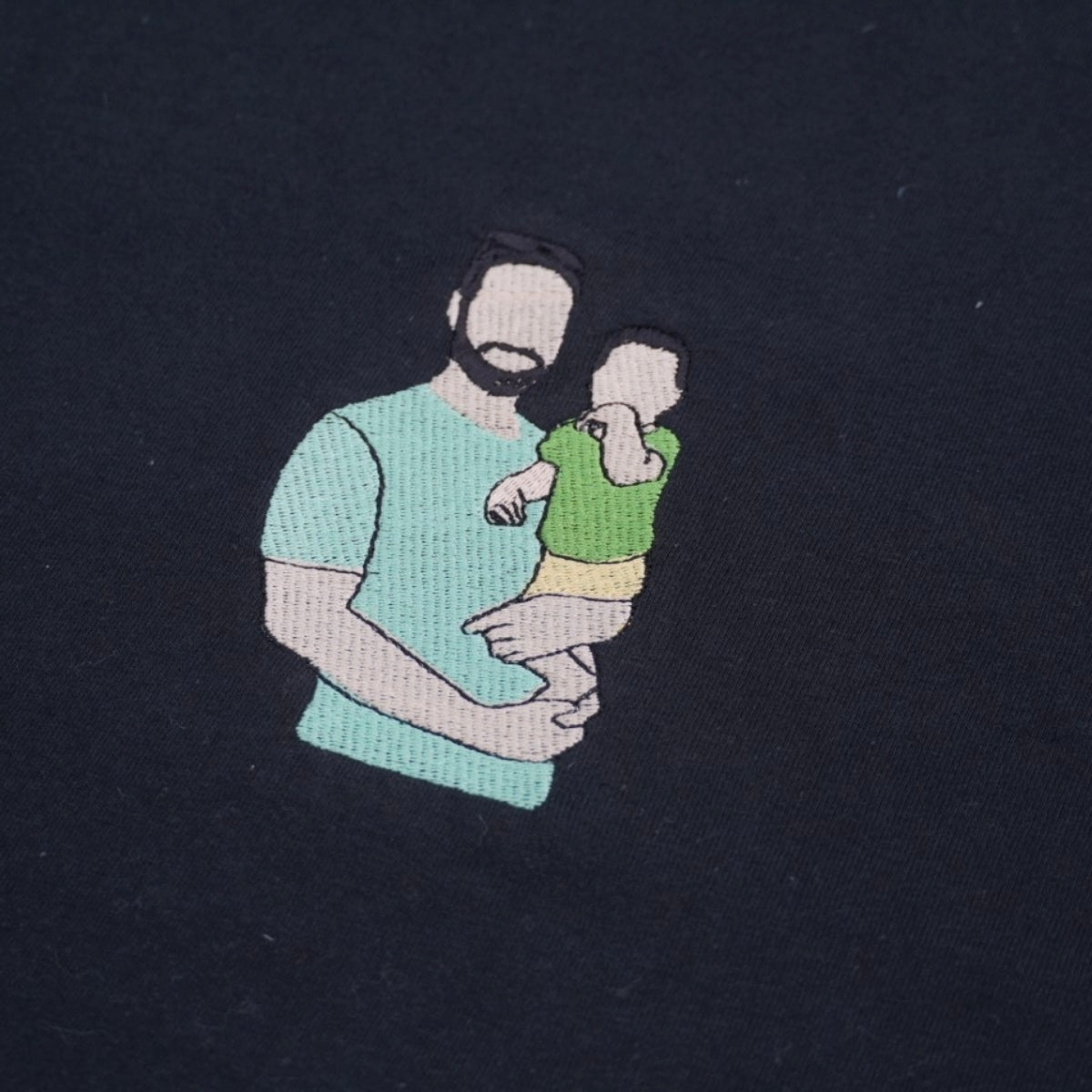 Family Portrait Custom Embroidered T-Shirt - Personalized Father's Day Gift