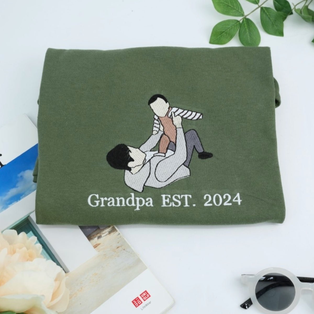 Family Portrait Custom Embroidered T-Shirt - Personalized Father's Day Gift