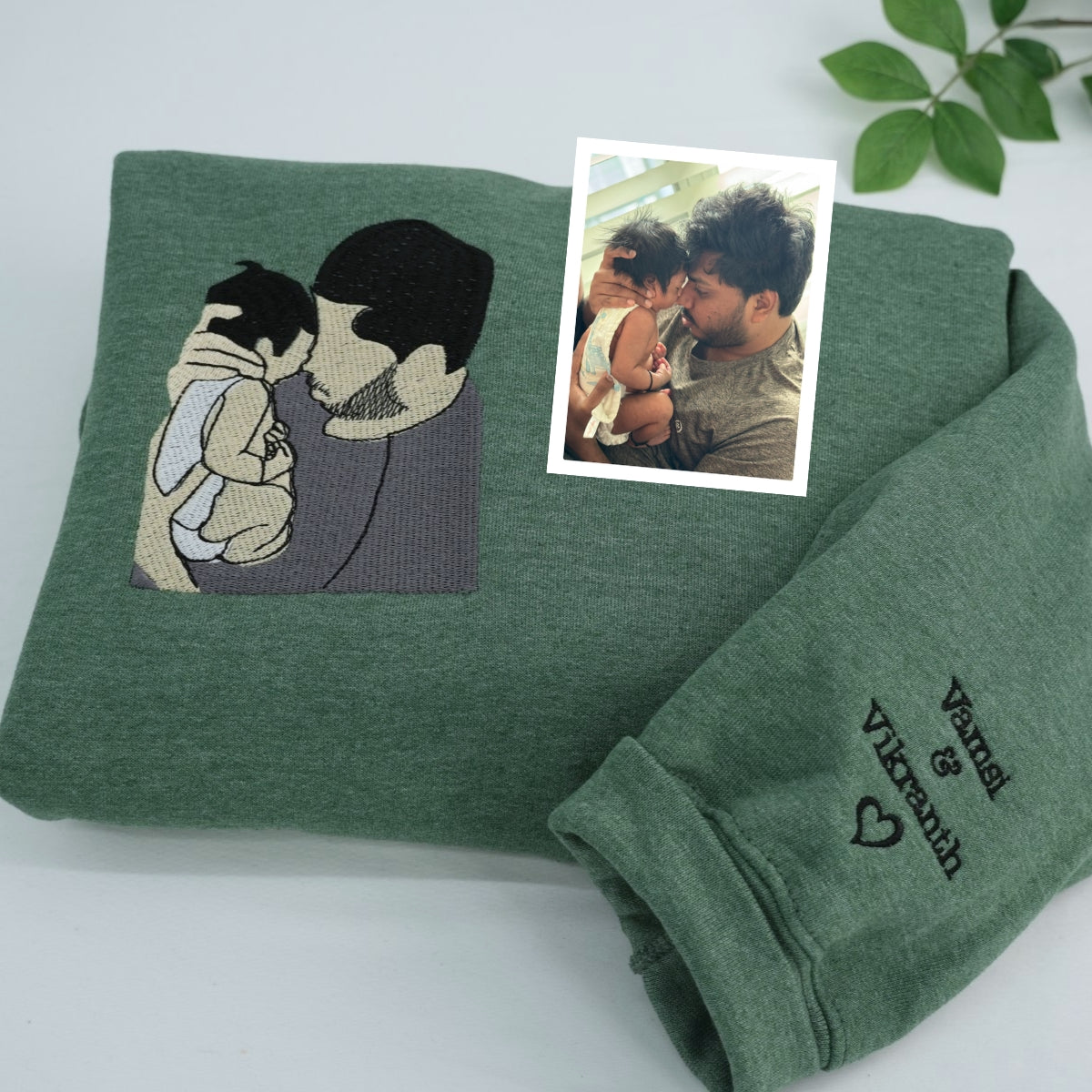 Father Baby Custom Embroidered Hoodie - Personalized Dad Gift for Father's Day