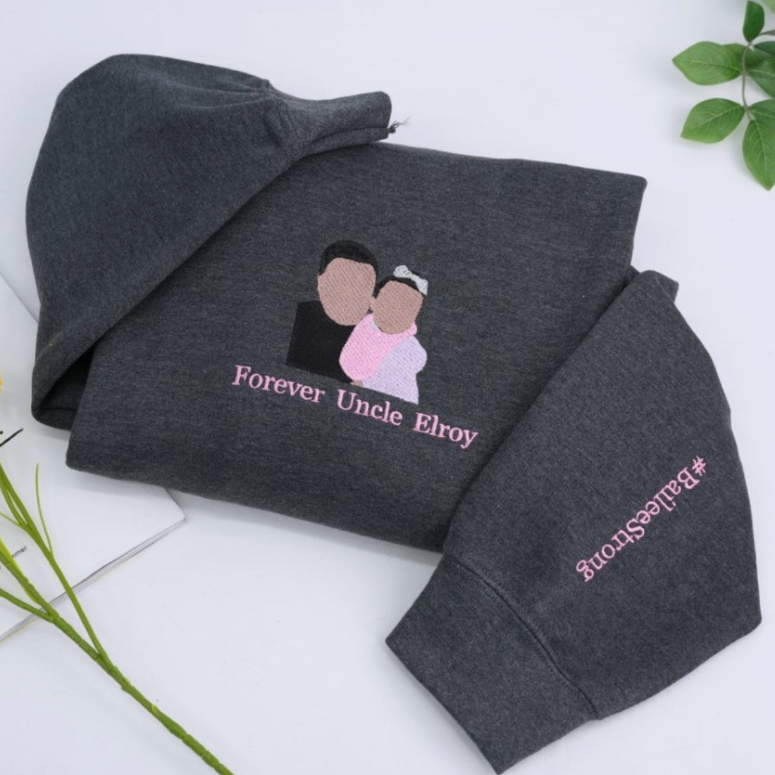 Father Baby Custom Embroidered Hoodie - Personalized Dad Gift for Father's Day