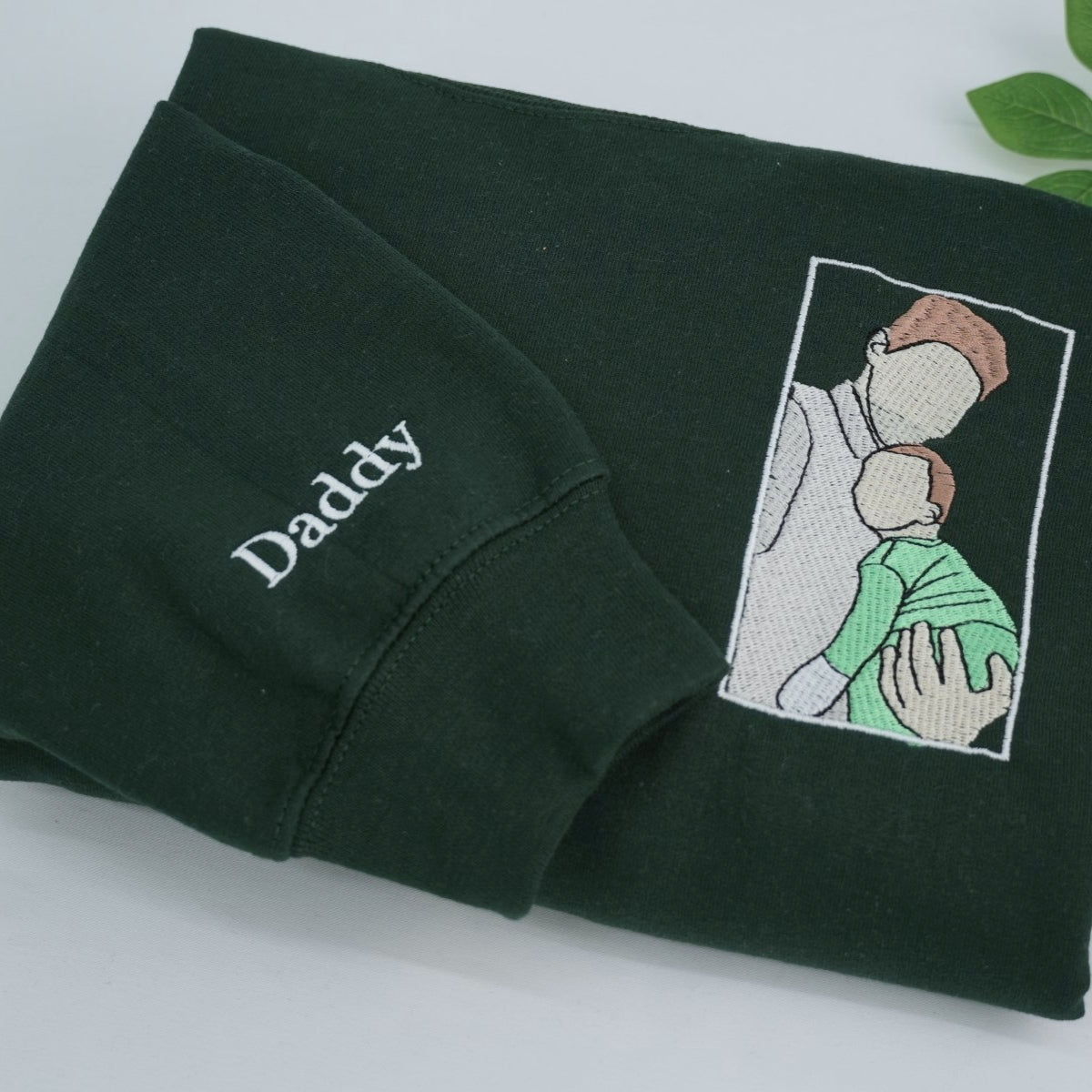 Father Baby Custom Embroidered Hoodie - Personalized Dad Gift for Father's Day