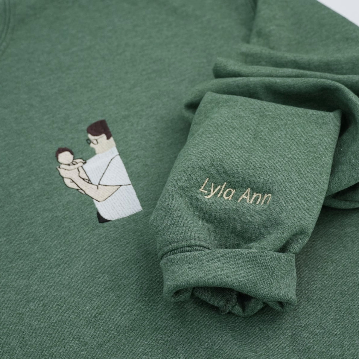 Father Baby Custom Embroidered Hoodie - Personalized Dad Gift for Father's Day