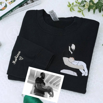 Father Baby Love Custom Embroidered Hoodie - Personalized New Dad Gift