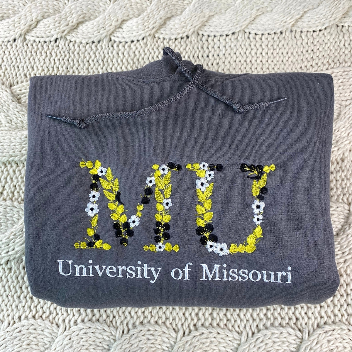 Floral University Custom Embroidered Hoodie - Personalized College Sweatshirt - Student Gift