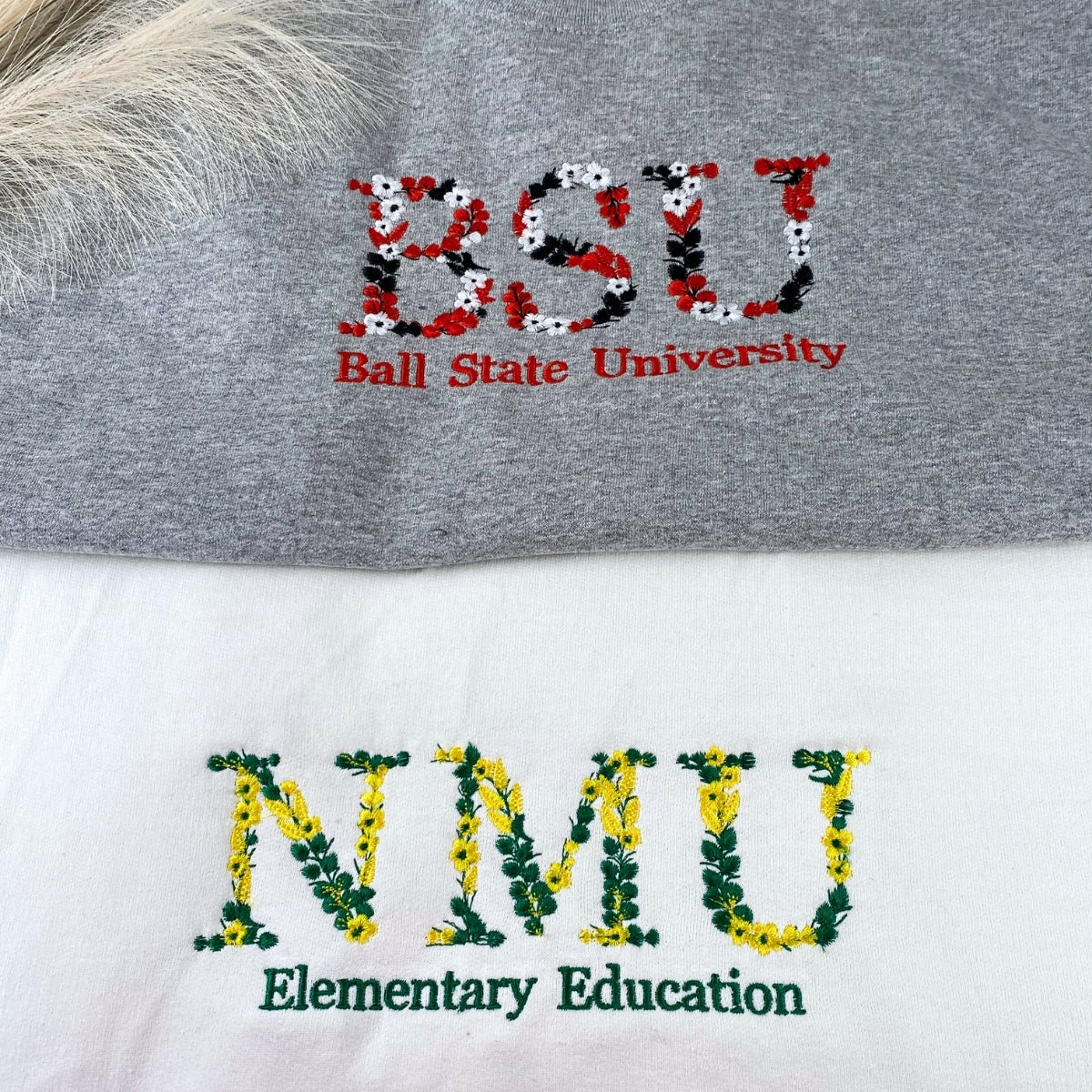 Floral University Custom Embroidered Hoodie - Personalized College Sweatshirt - Student Gift