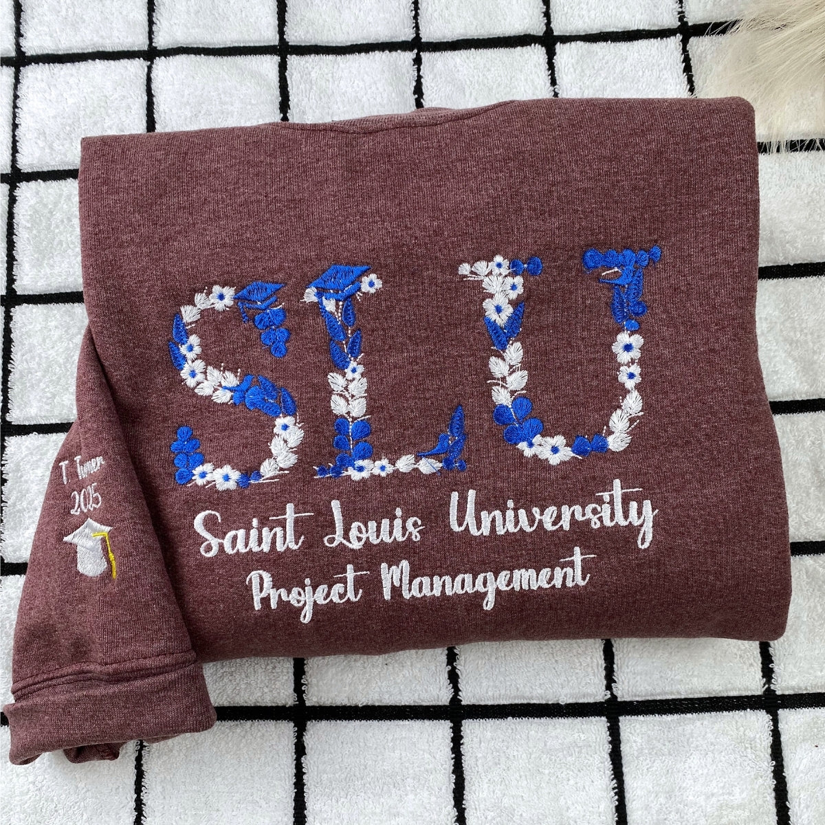 Botanical University Custom Embroidered Hoodie - Personalized College Sweatshirt - Custom Design