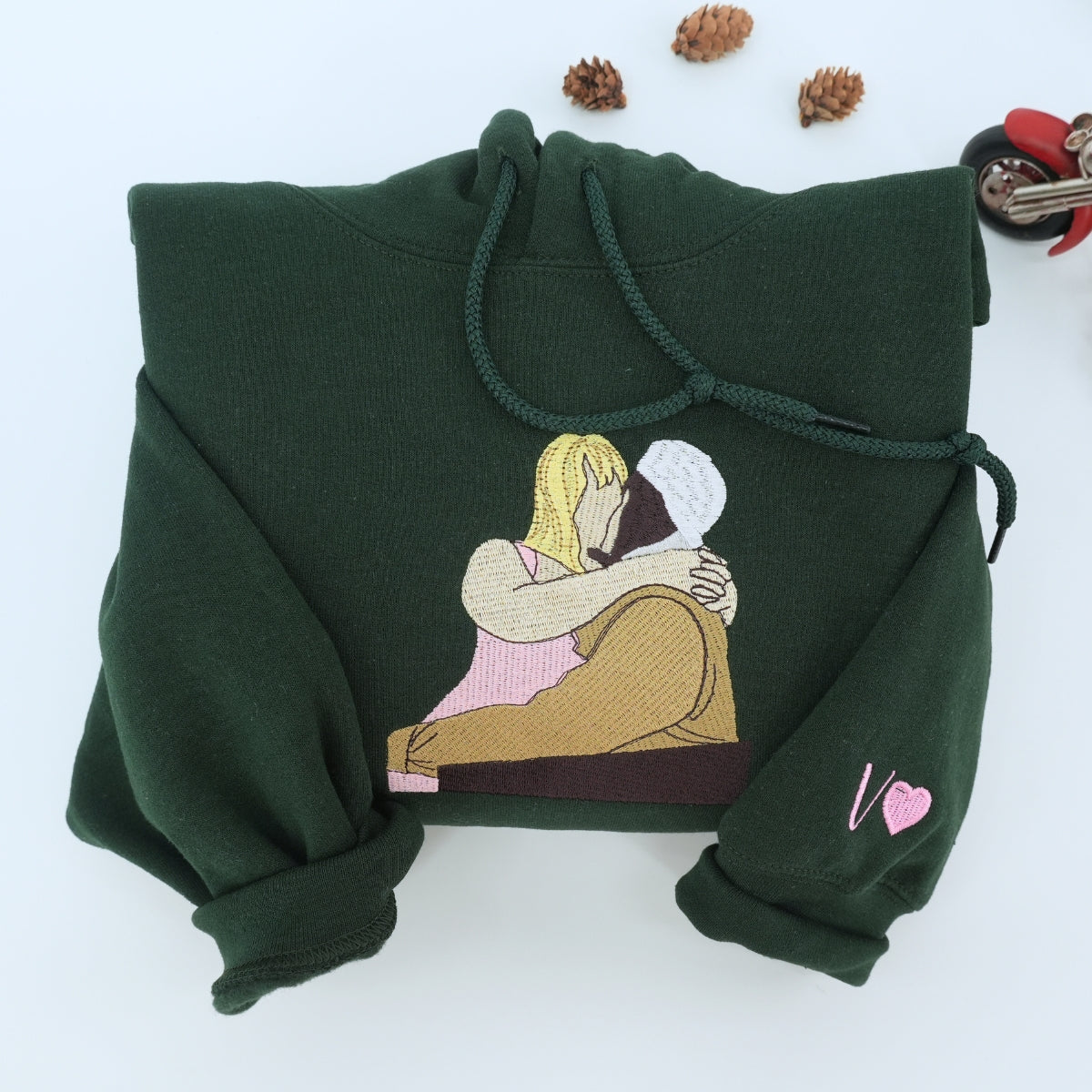 Couple Portrait Custom Embroidered Hoodie - Personalized Photo Sweatshirt - Anniversary Gift