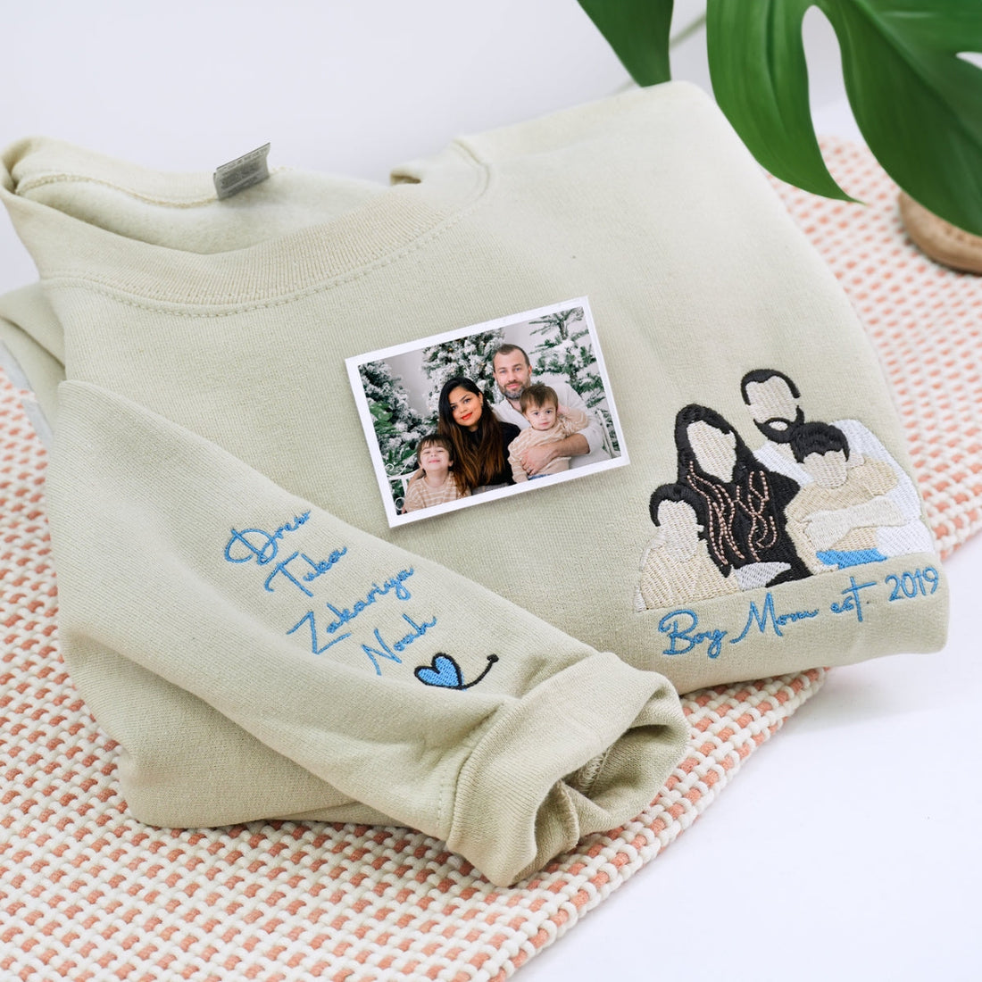 Couple Portrait Custom Embroidered Sweatshirt - Personalized Photo Gift - Anniversary or Valentine's