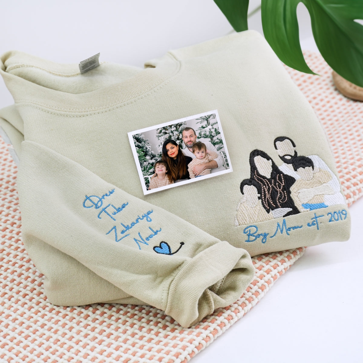 Couple Portrait Custom Embroidered Sweatshirt - Personalized Photo Gift - Anniversary or Valentine's