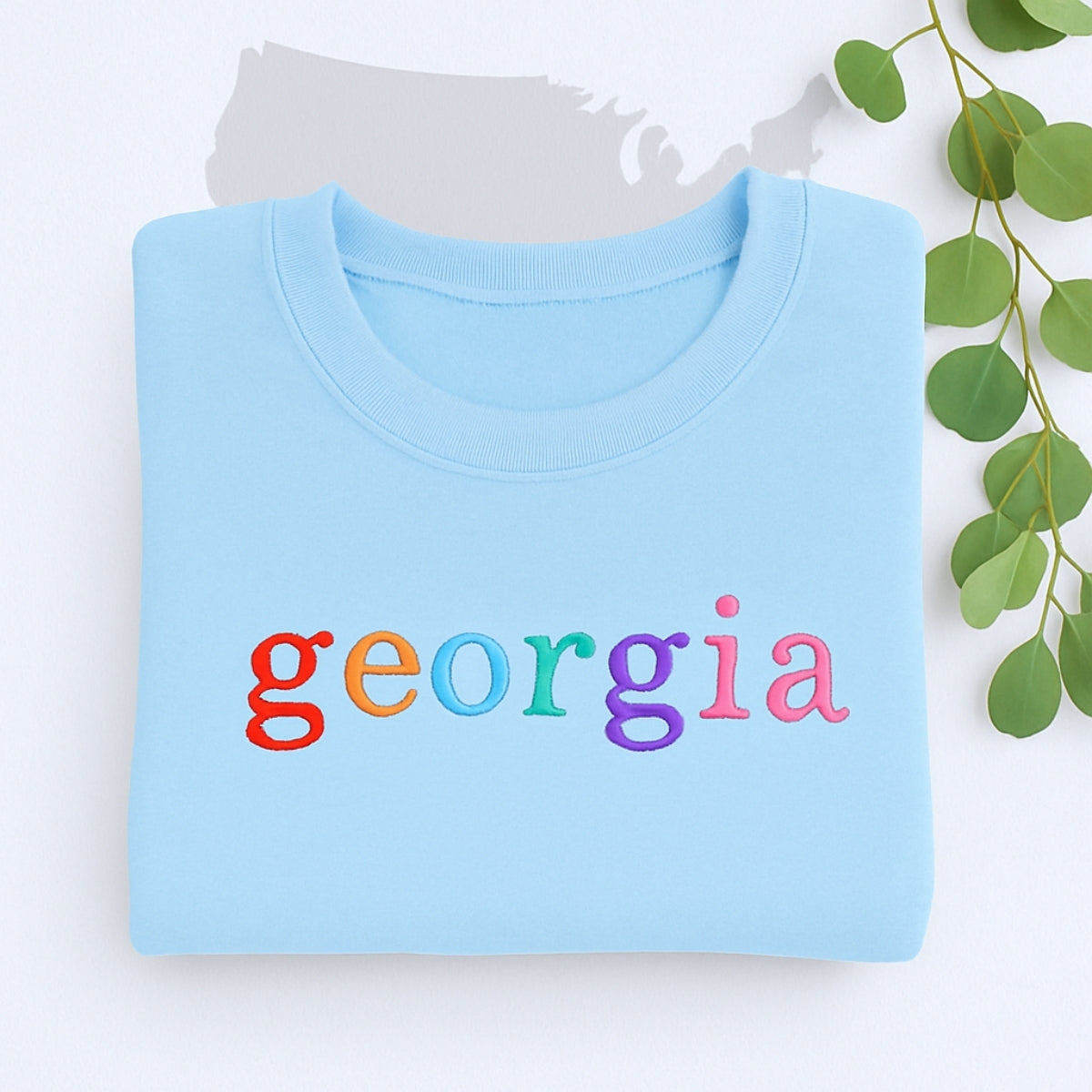 Georgia State Custom Embroidered Sweatshirt - Rainbow Letters - Personalized Peach State Gift