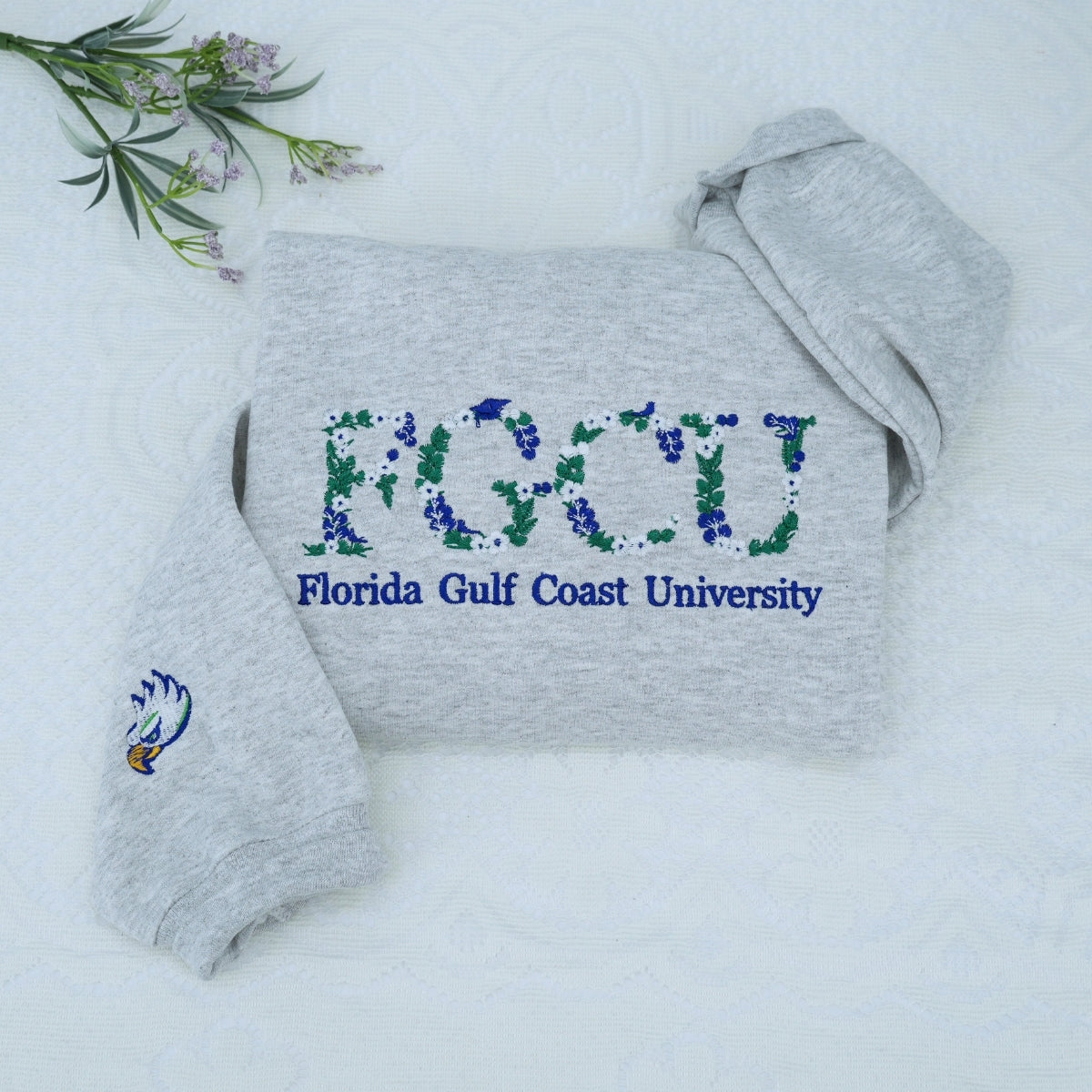 Floral Graduation Custom Embroidered Hoodie - Personalized University Sweatshirt - Graduate Gift