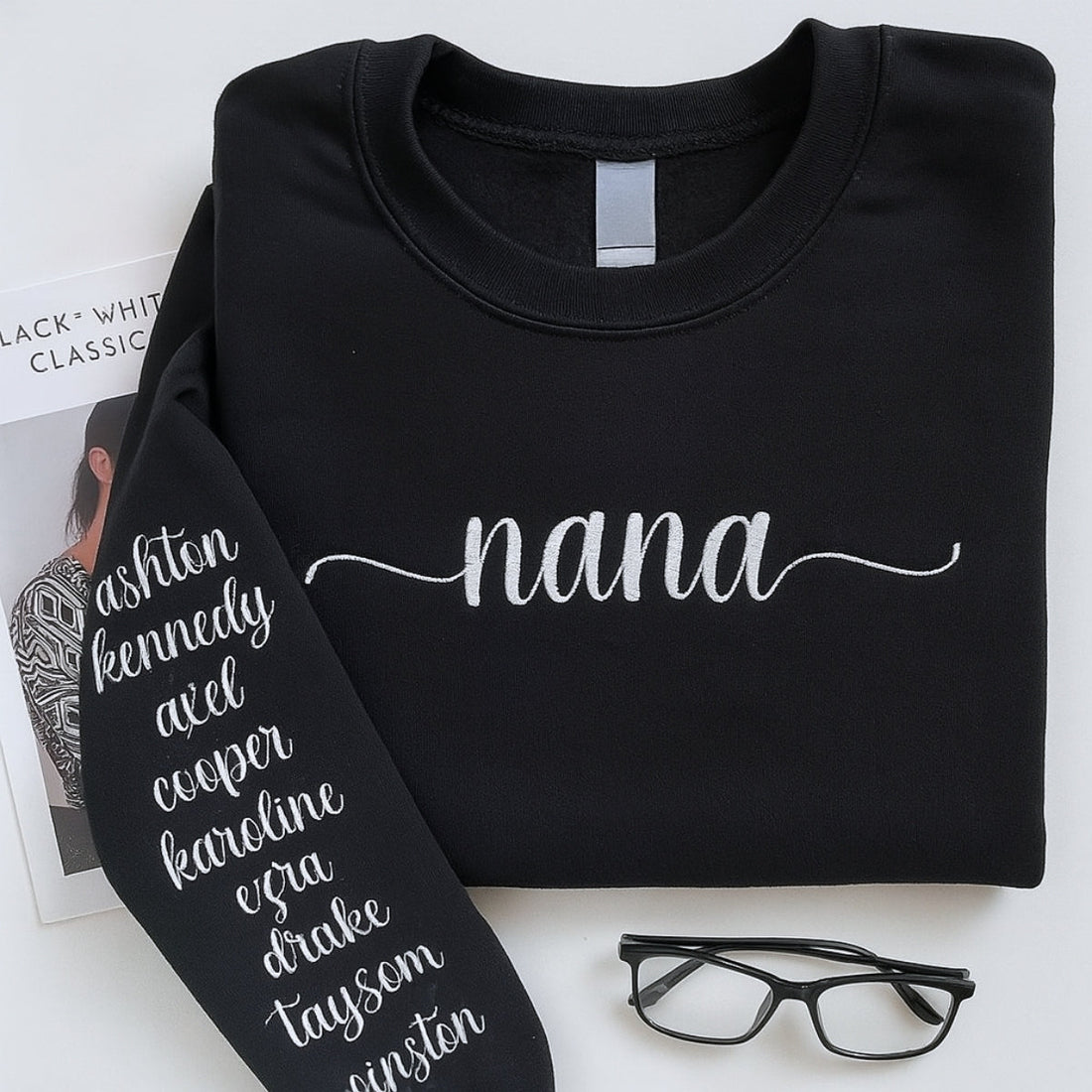 Grandchildren Names Custom Embroidered Sweatshirt - Nana Hoodie - Personalized Grandma Gift