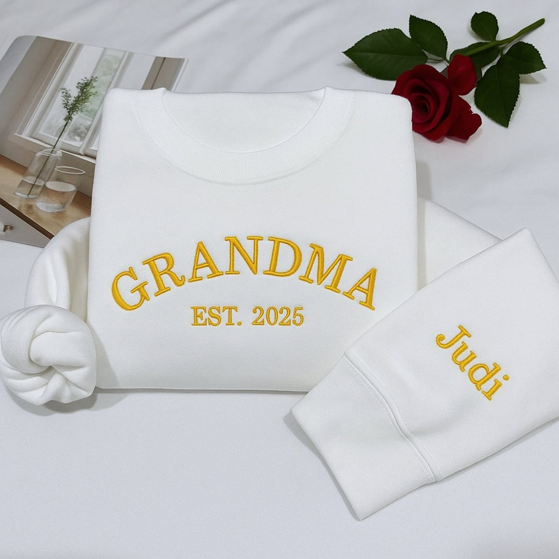 Grandma Varsity EST Custom Embroidered Hoodie - Grandchildren Names - Personalized Family Gift