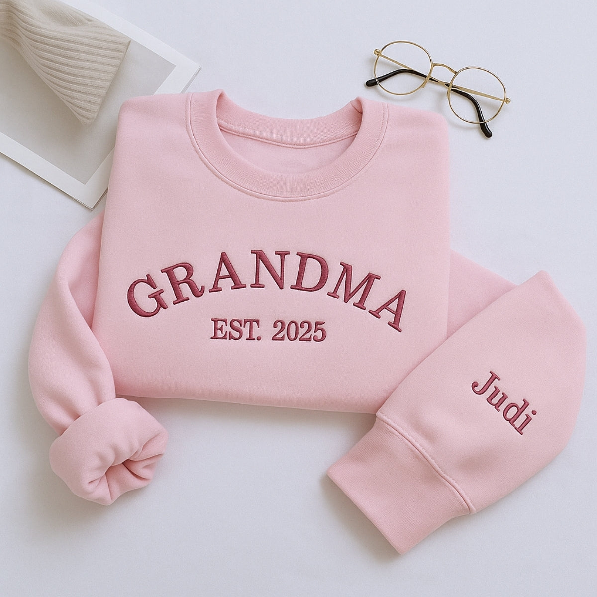Grandma Varsity EST Custom Embroidered Hoodie - Grandchildren Names - Personalized Family Gift