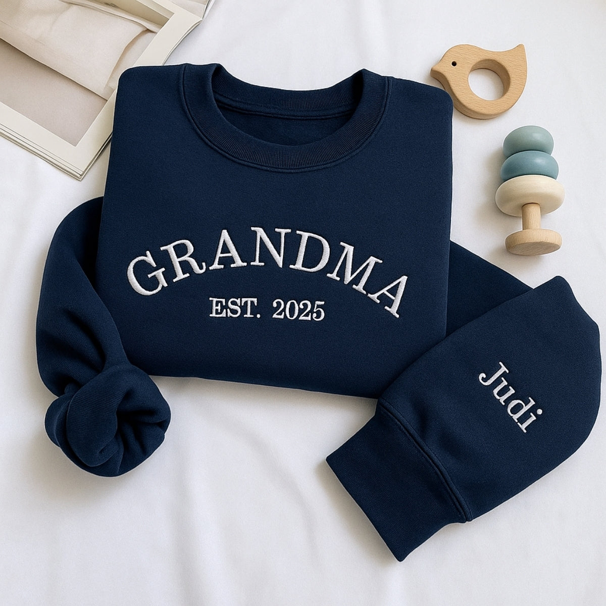 Grandma Varsity EST Custom Embroidered Hoodie - Grandchildren Names - Personalized Family Gift
