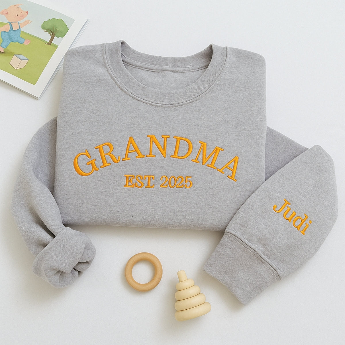 Grandma Varsity EST Custom Embroidered Hoodie - Grandchildren Names - Personalized Family Gift