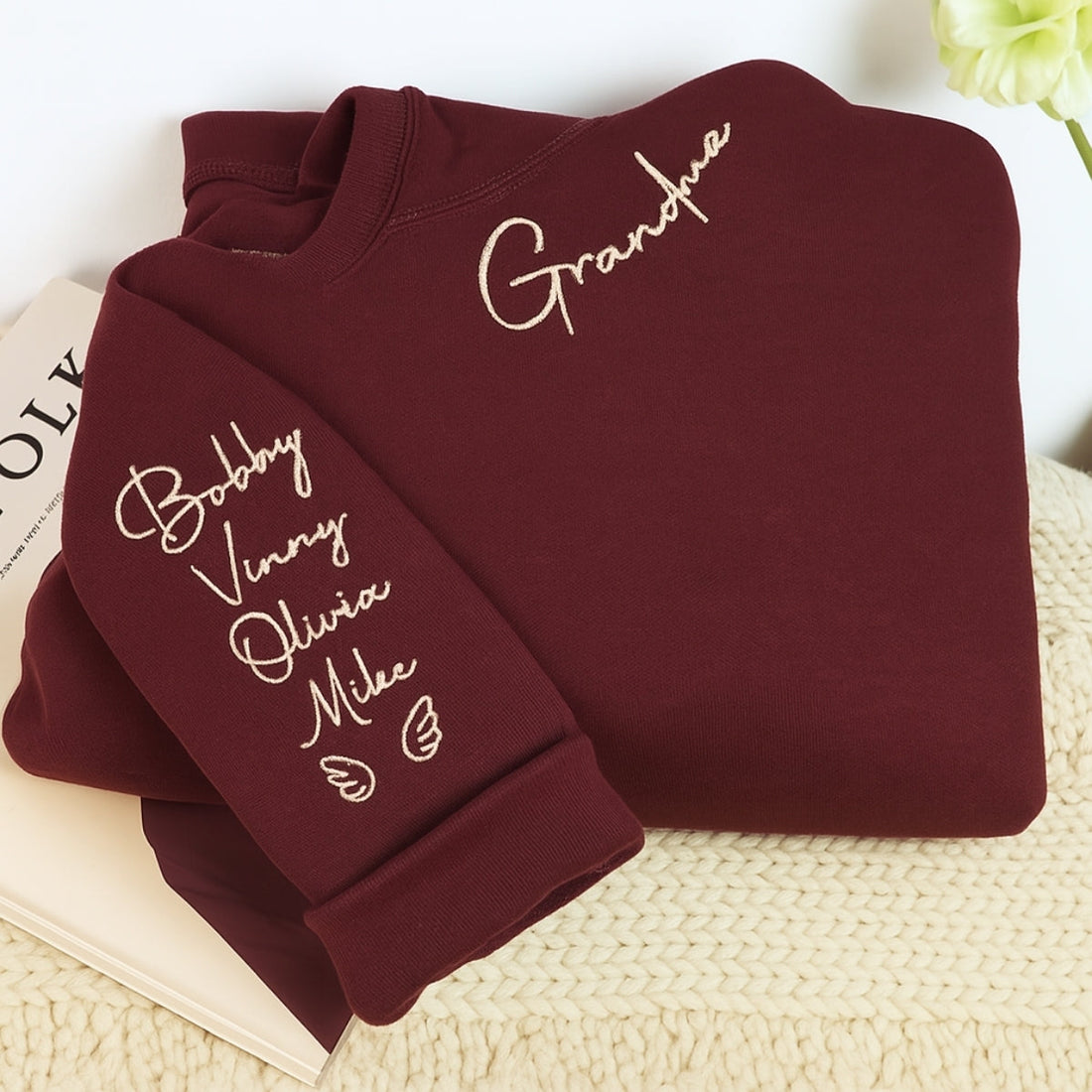Grandma Sweatshirt - Personalized Grandchildren Names Custom Embroidered - Mother's Day Gift