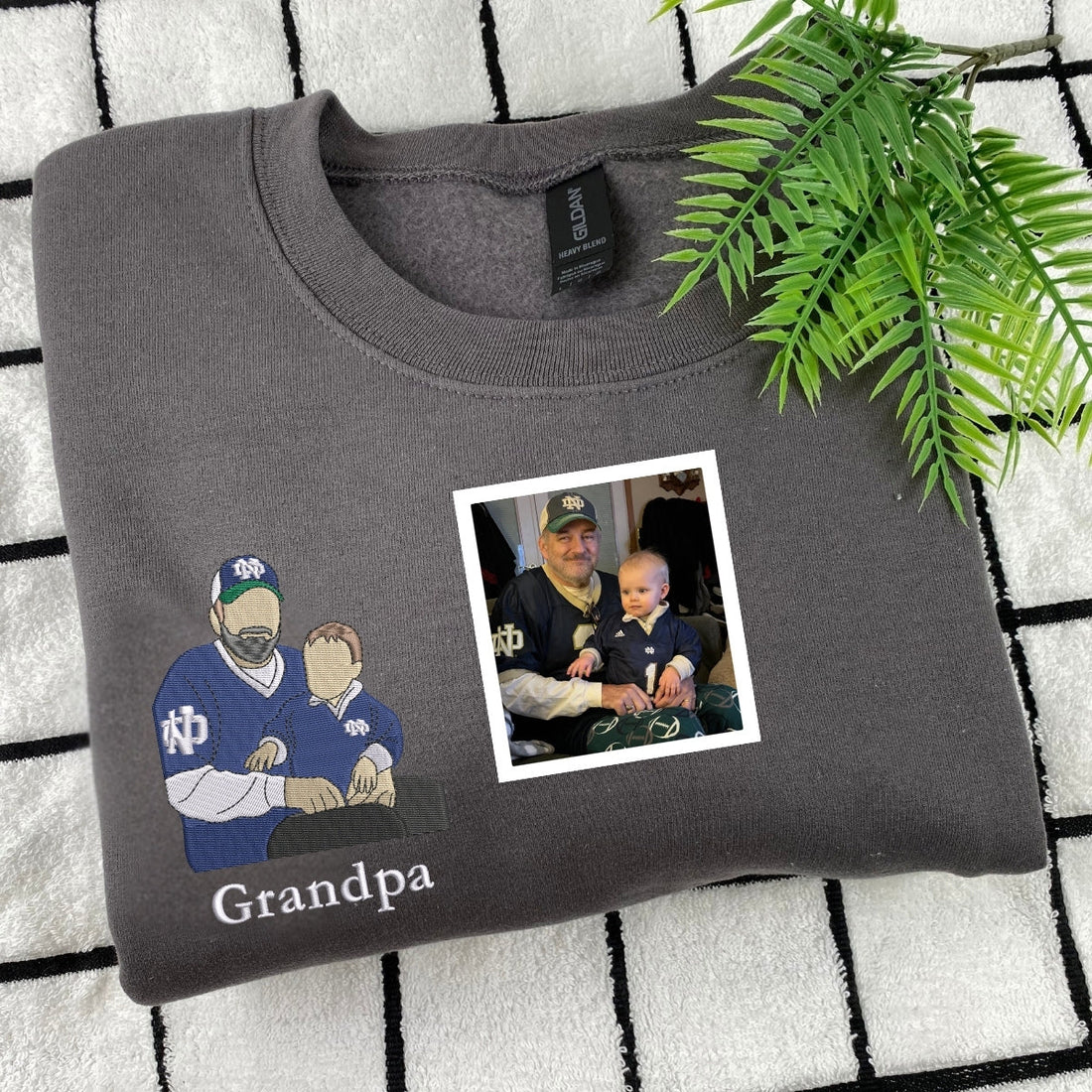 Grandpa Photo Custom Embroidered Hoodie - Personalized Father's Day Sweatshirt - Gift for Grandpa